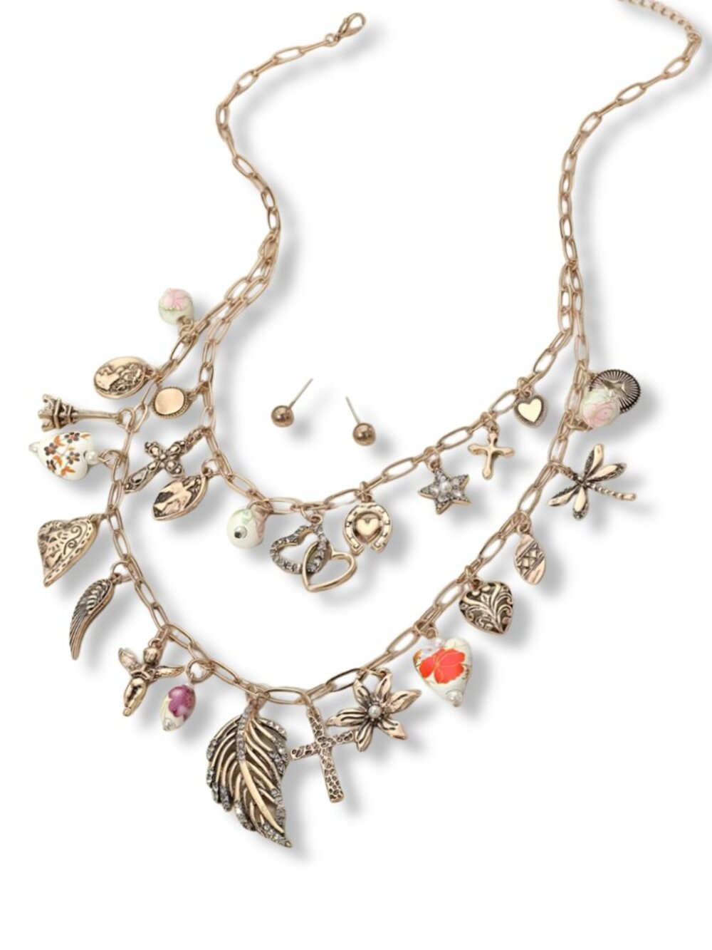 Free People Vibe Boho Maxamillion Boho Vintage Vibe Charm Chain Necklaces